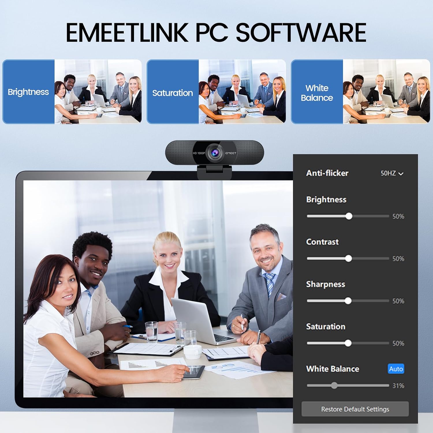 EMEET C960 1080P Webcam with Microphone, 2 Mics, 90° FOV, Computer Camera - Image 9