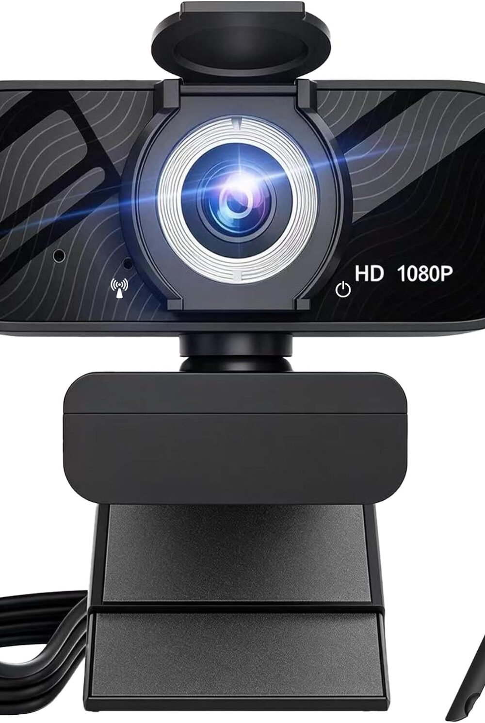 Full HD Webcam with Built-in Microphone and Rotatable Tripod, 1080P Video and Wide Angle Camera, Privacy Cover, for Desktop PC or Laptop Computer