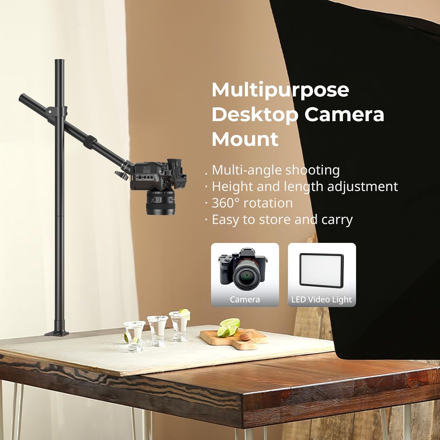 SMALLRIG Camera Desk Mount, Overhead Camera Arm Stand for Desk - Image 2