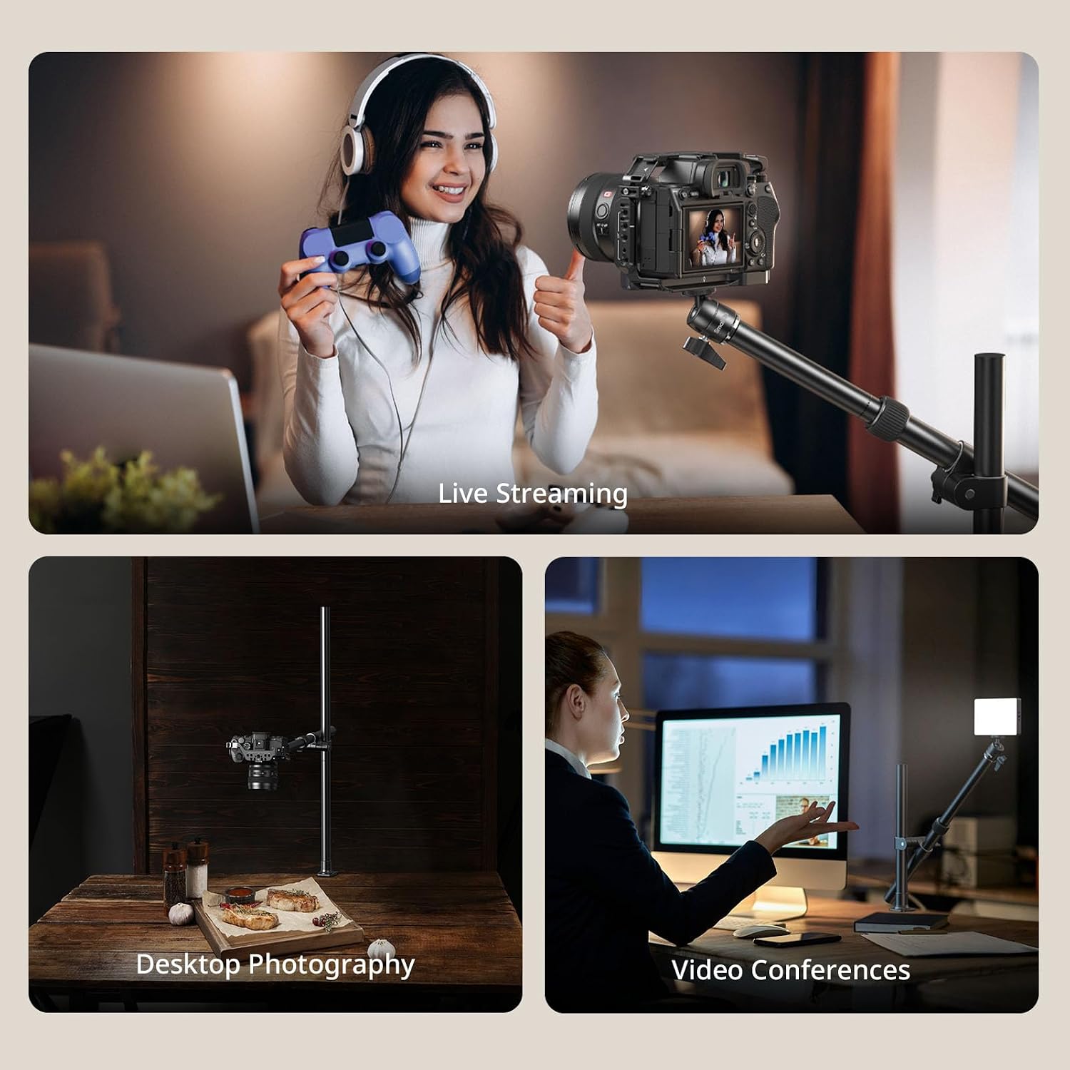 SMALLRIG Camera Desk Mount, Overhead Camera Arm Stand for Desk - Image 7