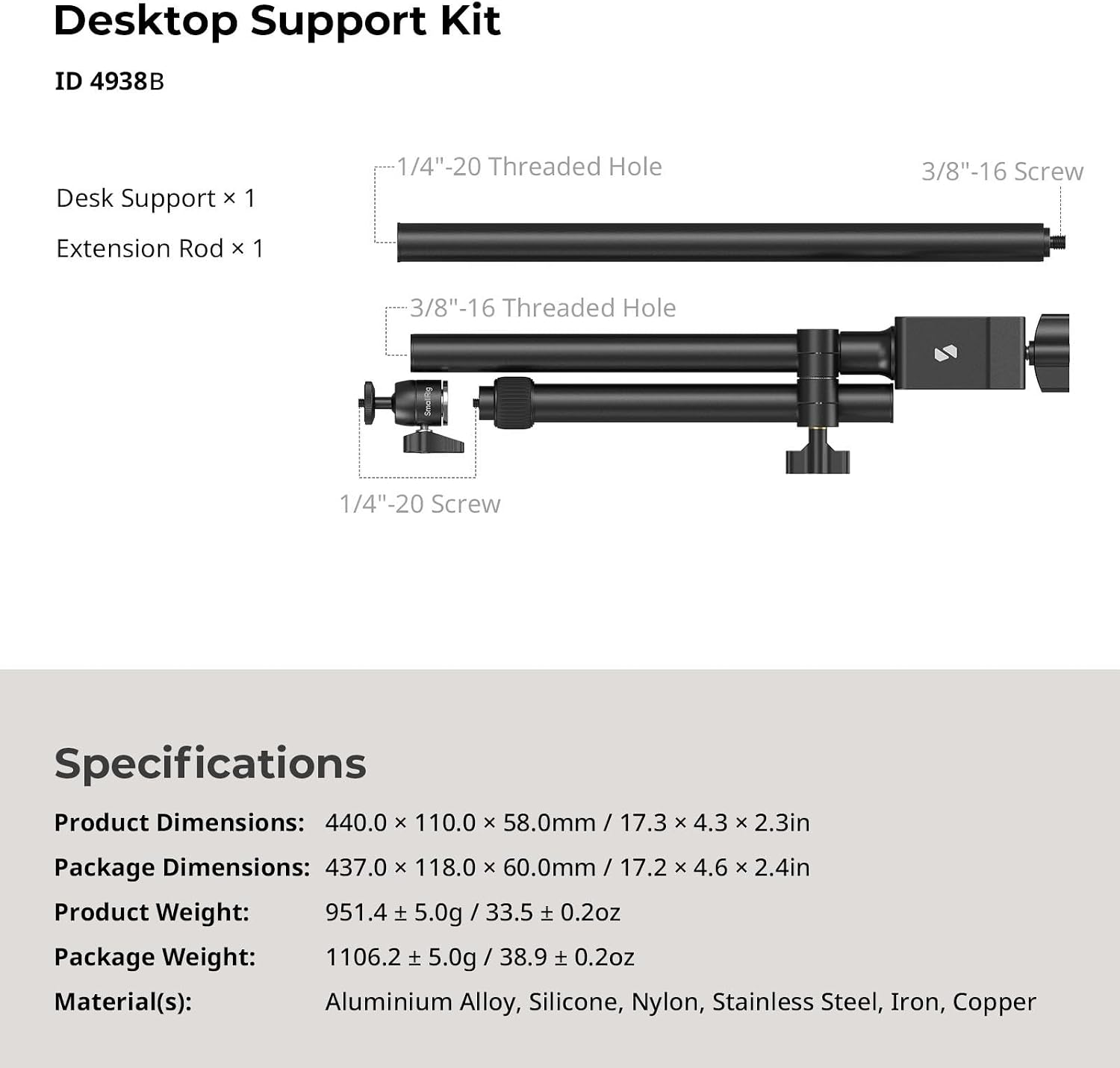 SMALLRIG Camera Desk Mount, Overhead Camera Arm Stand for Desk - Image 9