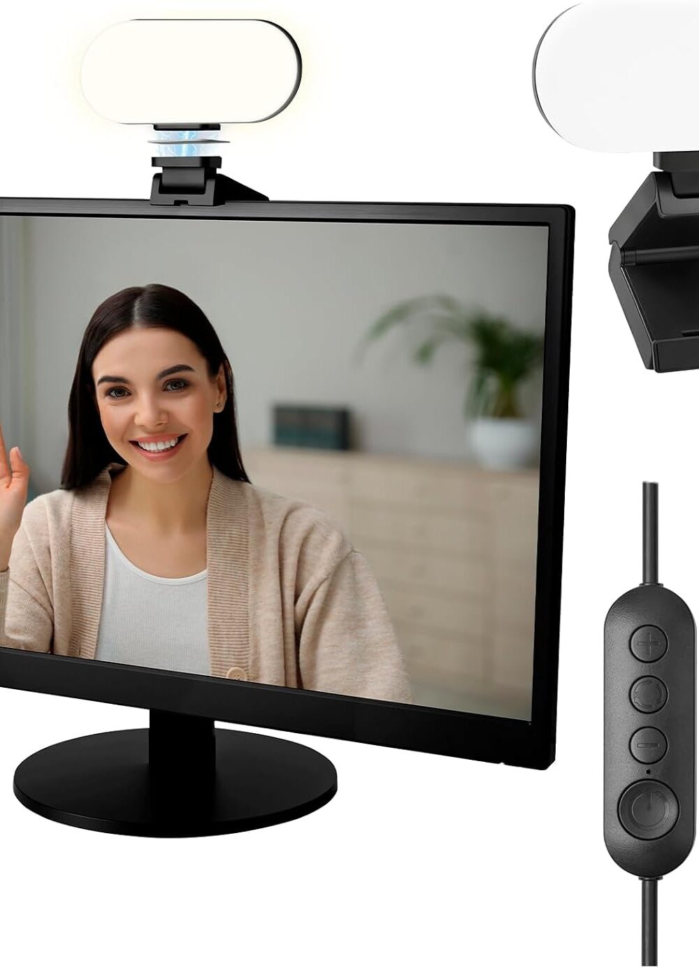 Video Conference Lighting & Computer Light – USB LED Panel for Laptop & Desktop, Plug-and-Play Webcam Light for Zoom, Teams, Streaming & Remote Work, 3 Color Modes & 10 Brightness Levels