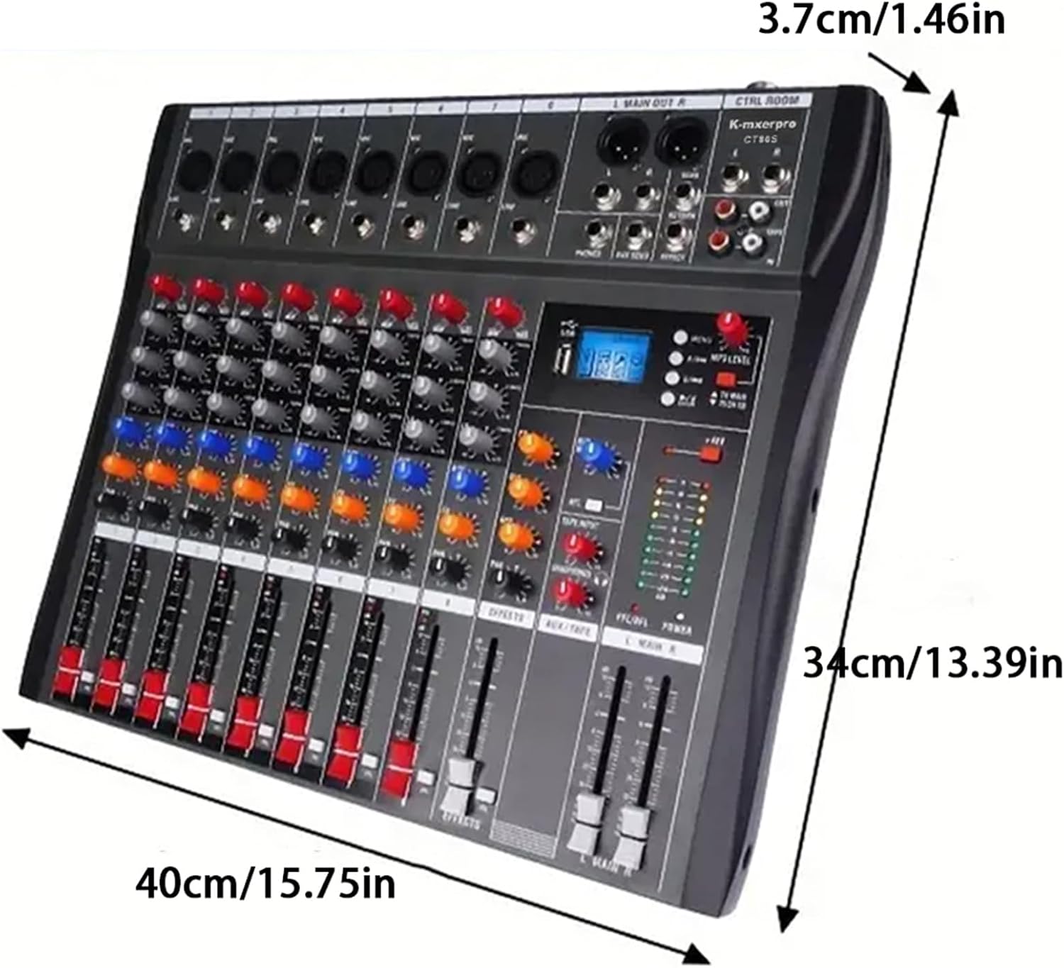 8 Channel Professional Audio Mixer Console Sound Board with 48V Phantom Power,USB Audio Interface for Live Show,Streaming Recording Music Stage Karaoke - Image 2